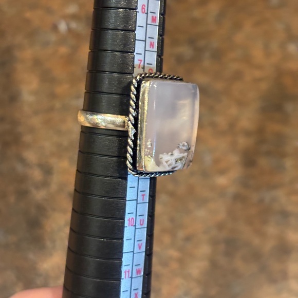 💙🩵Silver Rectangular Ring with Stone - Picture 2 of 5